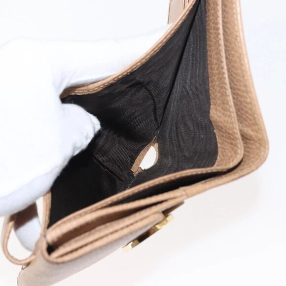 GUCCI Bifold Wallet Leather Outlet Beige Gold Beige - Picture 10 of 16